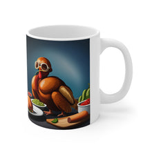 Load image into Gallery viewer, Happy Thanksgiving Too Stuffed to Fly Turkey All Dressed up and Nowhere to Go Ceramic Mug 11oz