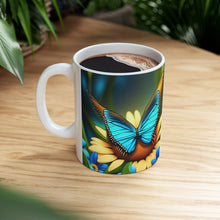 Load image into Gallery viewer, December Blue Topaz Birth Month Colors Fairies & Butterflies #3 Mug 11oz mug AI-Generated Artwork