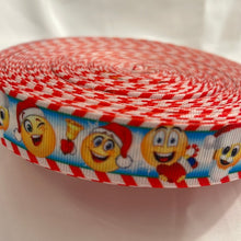 Load image into Gallery viewer, Holiday Emotions & Expressions Emoji Santa Inspired 7/8" Grosgrain Craft Ribbon