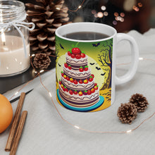 Load image into Gallery viewer, Happy Spooky Halloween Cake Celebration #18 Ceramic 11oz mug AI-Generated Artwork
