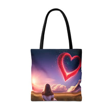 Load image into Gallery viewer, Kisses from Heaven Red Heart in Sky Tote Bag AI 100% Polyester #6