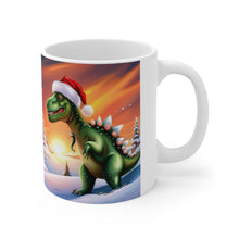 Load image into Gallery viewer, Personalized Dinosaur Raptor Rocks Christmas Santa Red Hat Ceramic Mug 11oz Design #1 Custom