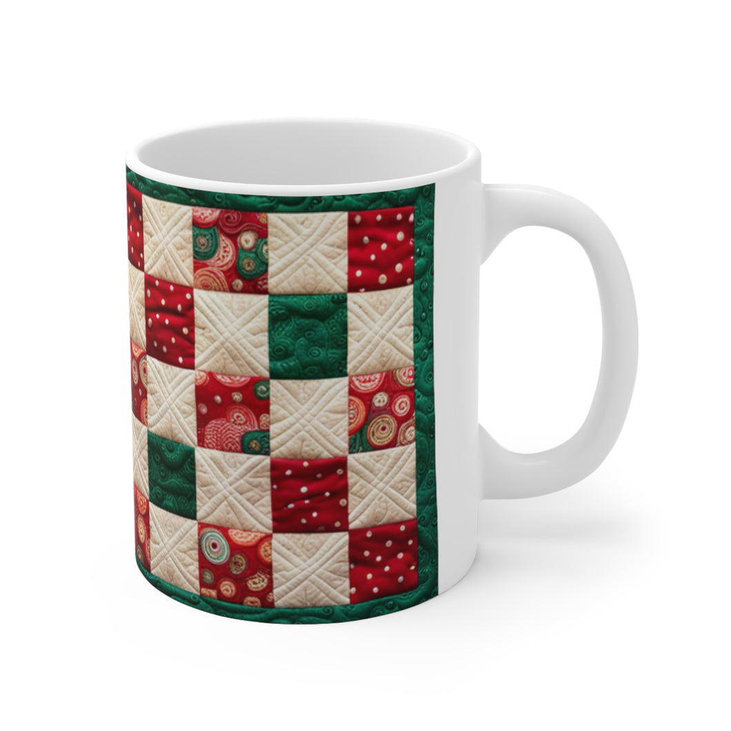 Old Fashion Quilted Christmas Pattern Mug 11oz mug AI-Generated Artwork