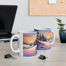 Load image into Gallery viewer, Winter Scene Setting Sun Snow and Trees #6 11 oz Ceramic Mug AI Generated Image