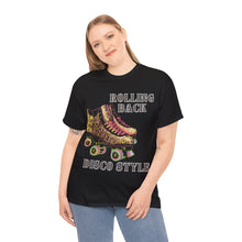 Load image into Gallery viewer, Rolling Back Disco Style Gold Glitter Skates 1980s Era Roller Skates