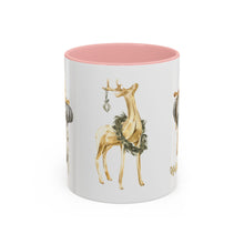 Load image into Gallery viewer, Coffee Mug - Happy Holidays Gold & Black Ornament Reindeer