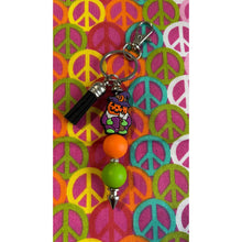 Load image into Gallery viewer, Halloween pumpkin keychain with orange Custom Handmade Bead Bar About 3" Long