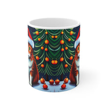 Load image into Gallery viewer, Fancy Tabby Kitty Christmas Vibes Ceramic Mug 11oz Design #2 Mirror