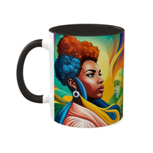 Load image into Gallery viewer, Colors of Africa Pop Art Colorful #11 AI 11oz Black Accent Coffee Mug
