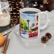 Load image into Gallery viewer, At the Cafe Space Needle Seattle Washington   #15 Mug 11oz mug AI-Generated Artwork