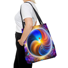Load image into Gallery viewer, Ying Infinite Beauty Spiral Fusion of Colors #2 Tote Bag AI Artwork 100% Polyester