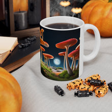 Load image into Gallery viewer, Full Moon and Skinny Mushrooms Fantasy Art #5 Ceramic Mug 11oz AI Generated Artwork