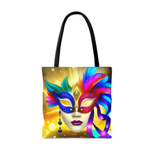 Load image into Gallery viewer, Mardi Gras Ribbon Mask #7 Tote Bag AI Artwork 100% Polyester