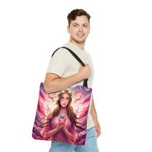 Load image into Gallery viewer, Angel with Wings Love the Pink Heart Series Tote Bag AI Artwork 100% Polyester #15