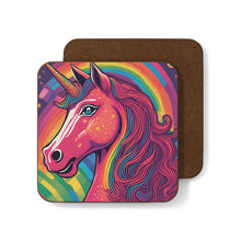 Load image into Gallery viewer, Retro Rainbow Unicorns #53 Hardboard Back AI-Enhanced Beverage Coasters