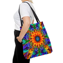 Load image into Gallery viewer, Power Tye Dye Swirls and Ripples Tote Bag AI Artwork 100% Polyester #12