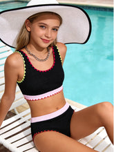 Load image into Gallery viewer, Kxuryueo Girls Teen Swimsuit Bathing Suits Color Block Bikini Set Two Piece Beach Size 15 16