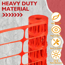 Load image into Gallery viewer, Nuanchu Safety Fence 4 x 50 Feet Orange Plastic Mesh Safety Fencing Roll Temporary Reusable Mesh Fencing Netting for Garden, Snow Fence, Animal Barrier, Poultry, Deer, Construction