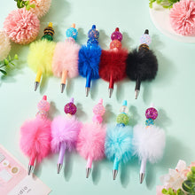 Load image into Gallery viewer, Beadthoven 10pcs Fluffy Beadable Pens, Cute Plush Ball Beaded Pens DIY Plastic Bead Pen Funny Pom Pom Pens Shaft Black Ink Ballpoint Pens for DIY Pens Decorations Supplies Gift Office School Pink