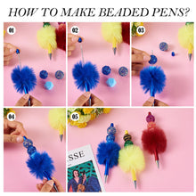 Load image into Gallery viewer, Beadthoven 10pcs Fluffy Beadable Pens, Cute Plush Ball Beaded Pens DIY Plastic Bead Pen Funny Pom Pom Pens Shaft Black Ink Ballpoint Pens for DIY Pens Decorations Supplies Gift Office School Pink