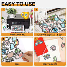 Load image into Gallery viewer, HTVRONT Printable Vinyl for Inkjet Printer & Laser Printer - 40 Pcs Glossy White Inkjet Printable Vinyl Sticker Paper, 8.5"x11"