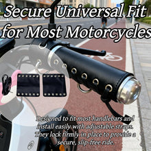 Load image into Gallery viewer, CQnodoit 4 PCS Flat Leather Motorcycle Grip Covers Brown and Black Handlebar Protectors with Adjustable Straps Universal Anti-Slip Handle Gloves for Most Bikes
