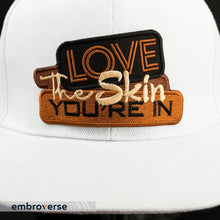 Load image into Gallery viewer, EMBROVERSE Love The Skin You're in Patch - Melanin Shades Black Queen - Embroidered Iron On - Size: 4.3 x 2.4 inches