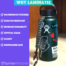 Load image into Gallery viewer, Clear Vinyl Laminate for Stickers, 12" x 15FT Laminate Roll Self-Adhesive for Decals, Stencils, Waterproof, Permanent Clear Adhesive Vinyl Laminate, Glossy Sticker Laminate by Turner Moore Edition