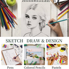 Load image into Gallery viewer, SuFly 9"x12" Drawing Paper, Pack of 2, 100 Sheets Each, Top Spiral Sketch Pad, 68lb/100gsm, White.