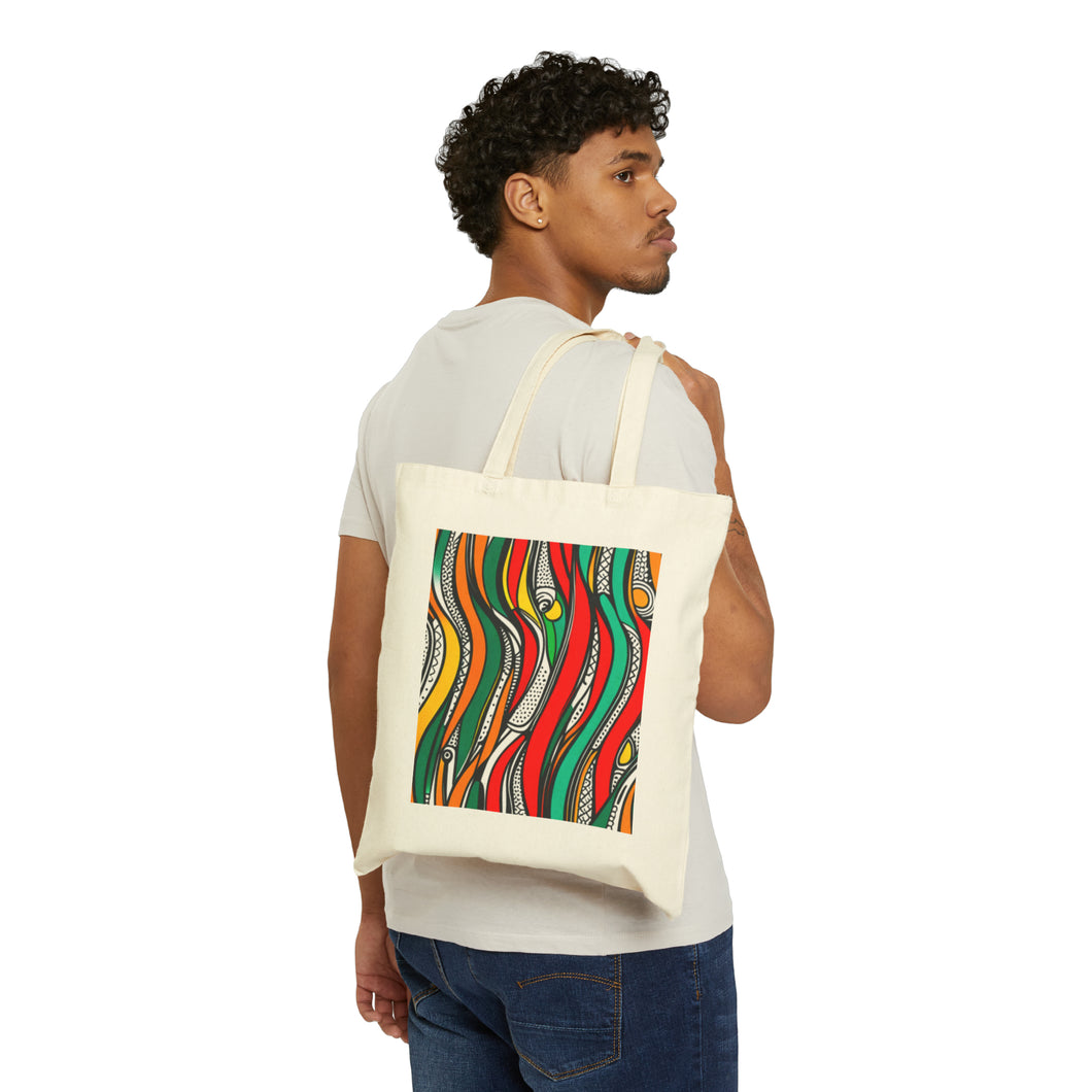 Colors of Africa Tribal Abstract #3 100% Cotton Canvas Tote Bag 15
