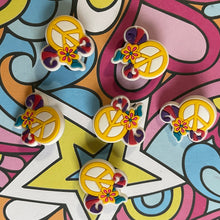 Load image into Gallery viewer, Yellow Peace - Retro 70s Boho Wish for Peace Groovy Hippie Shoe Charm