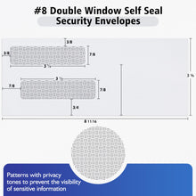 Load image into Gallery viewer, #8 Double Window Security Check Envelopes,500 Counts Double Window Self Seal Security Envelopes,No.8 Double Window Bussiness Envelopes Designed for Checks/Tax Form/Invoices/Business Correspondence