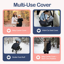 Load image into Gallery viewer, Intimom Baby Carrier Cover Winter with Detachable Hood - Windproof Winter Car Seat Cover Baby Girl & Boy, Universal Travel Carrier & Stroller Blankets for Babies - Waterproof with Fleece Lining