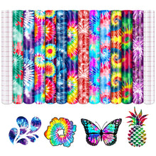 Load image into Gallery viewer, Tintnut Tie Dye Permanent Vinyl - 12 Sheets 12"x10", Seamless Colorful Adhesive Vinyl, Swirl Pattern Self Sticker Water proofing Vinyl Compatible with Cricut Or Silhouette