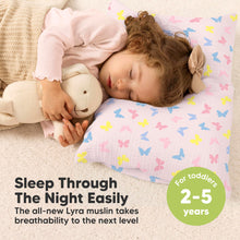 Load image into Gallery viewer, KeaBabies Toddler Pillow with Pillowcase – 13x18 Soft, Breathable Organic Cotton Muslin Kids Pillow for Sleeping, Travel, Preschool Nap, Small Bed, Toddler Age 2 Year Old to 5 (Flutter)