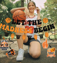 Load image into Gallery viewer, Madness Basketball Patry Decorations Let The Madness Begin Banner College Basketball Hanging Swirls Madness Basketball Themed Honeycomb for College Party Supplies Home Decor
