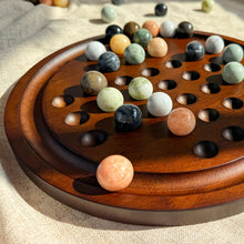 Load image into Gallery viewer, Giftqulo Solitaire Game,12.7-Inch inches Solid Wooden Board with 33 Natural Marble Balls, Deluxe Solitaire Game Set Single-Player Strategy Board Game and Smart Games
