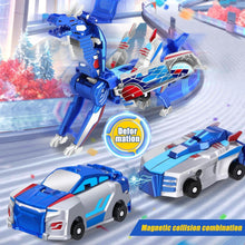 Load image into Gallery viewer, Hjhyqex 2-in-1 Transforming Dinosaur Car Toy - Magnetic Collision Robot Vehicles for Kids | Thrilling Transformations for Boys & Girls (Blue)