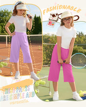 Load image into Gallery viewer, LessonZoo 3 Pack Girls' Capri Pants with Pockets Wide Legs Elastic Waist Capris Yoga Workout Lounge Pants Casual Sweatpants(Pink, Lavender, Peach Pink,13-14 Years)