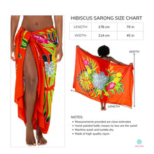 Load image into Gallery viewer, SHU-SHI Sarong for Women Hand-Painted Floral Pareo Beach Cover Up with Coconut Clip for Swimsuits & Resort Vacations Orange