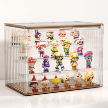 Load image into Gallery viewer, YOAEAILY 2026 New Acrylic Display Case for Collectibles with Lights , Upgraded Acrylic and Wooden 4 Tiers Figures Display Box with Magnetic Door, 14.2"x 10.65"x 8.6" Showcase Storage Box