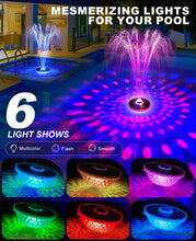 Load image into Gallery viewer, Solar Pool Fountain with Light Show,2026 Upgraded Large Solar Pool Water Fountain, 2 Spray Modes Floating Pool Fountain for Above Ground Pool,Solar Floating Fountain Pump for Pool Pond(White)-1PK