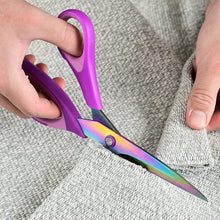 Load image into Gallery viewer, Craft Scissors Set of 3 Pack, All Purpose Sharp Titanium Blades Shears, Comfort Grip Handle, Multipurpose Fabric Scissors Tool Great for Adults, Office, Sewing, School and Home Supplies, Purple