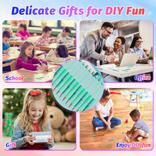 Load image into Gallery viewer, DASTTUIS 150 Pieces DIY Beadable Pen Kit – 50 Plastic Ballpoint Pens with Refills & Bags – School Supplies, Office Accessories & Decorative Items for Students & Teachers (Cyan)