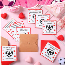 Load image into Gallery viewer, Chivertion 48 Pack Soccer Valentines Cards for Classroom Kids 6 Styles Exchange Greeting Cards with Envelopes Sports Mini Soccer Gifts for School Funny Exchange Gift for Valentine's Day