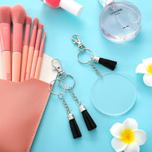 Load image into Gallery viewer, 200 Pieces Keychain Tassels Faux Suede Leather Tassel Pendants Keychain Decoration Tassels with Loop for DIY Crafts Making Supplies (Black)