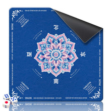 Load image into Gallery viewer, GreenD Mahjong Mat for Table 31.5"x31.5" Rubber American Mahjong Mat with Rules, Non Slip Noise Reduction Game Table Cover with Dice for Mahjong, Poker, Board, Card, Tile Games (Blue)