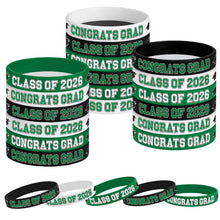 Load image into Gallery viewer, Gatherfun Graduation Decorations : Congrats Grad Wristband Silicone Bracelets - Graduation Party Favors & Class of 2026 Decorations, Gifts for Grads!,30Pack, 2 Designs (Green Black)
