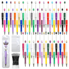 Load image into Gallery viewer, DASTTUIS 150 Pieces DIY Beadable Pen Kit – 50 Plastic Ballpoint Pens with Refills & Bags, Beads Not Included – School Supplies, Office Accessories & Craft Gifts for Students & Teachers (Multicolor)