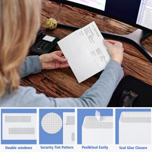 Load image into Gallery viewer, #8 Double Window Security Check Envelopes,500 Counts Double Window Self Seal Security Envelopes,No.8 Double Window Bussiness Envelopes Designed for Checks/Tax Form/Invoices/Business Correspondence